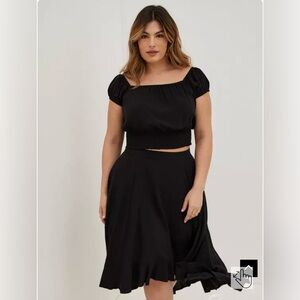 Torrid Black Crop Top with High Low Skirt